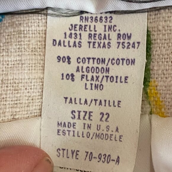 Vintage Stephanie Thomas Rainbow Floral Blazer Cotton Flax Maximalist Resort-22 - Picture 14 of 15